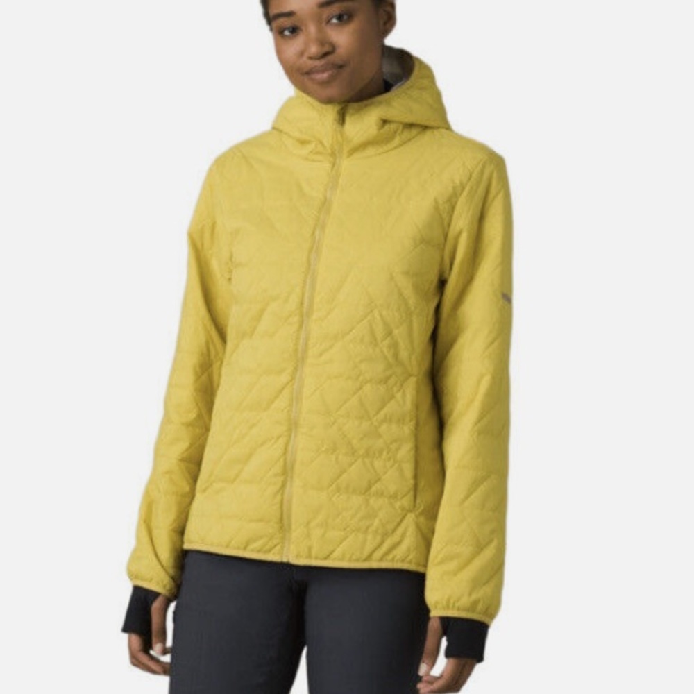 Prana Alpine Air Yellow Puffer Jacket with Hood and Insulation Ladies Large